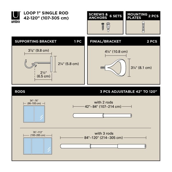 Roztiahnuteľná garniža z nehrdzavejúcej ocele 107 - 305 cm Loop – Umbra-image-4