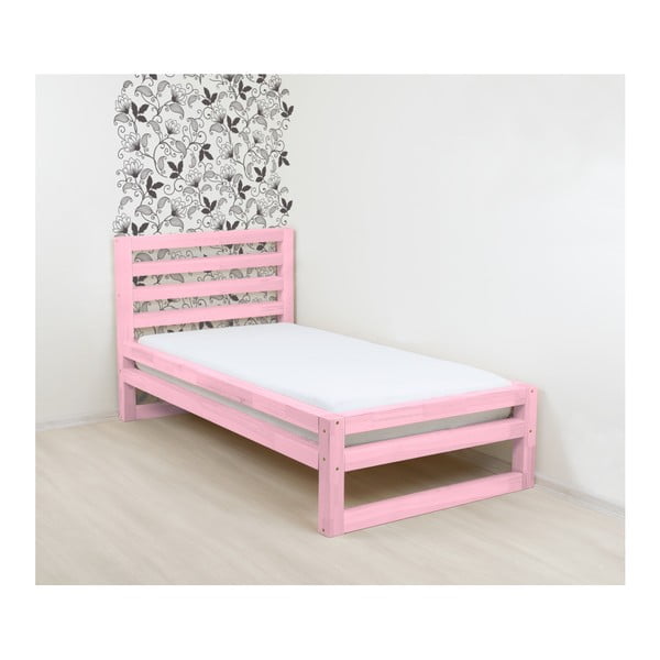 Ružová drevená jednolôžková posteľ Benlemi DeLuxe, 190 × 120 cm