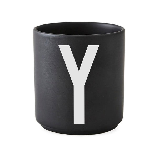 Čierny porcelánový hrnček Design Letters Alphabet Y, 250 ml