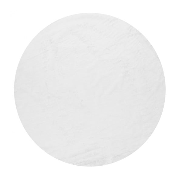 Biely umývateľný okrúhly koberec ø 100 cm Pelush White – Mila Home