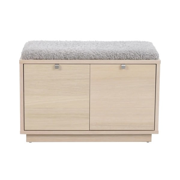 Skrinka na topánky v dekore duba s lavicou v šedo-prírodnej farbe Confetti – Rowico-image-2