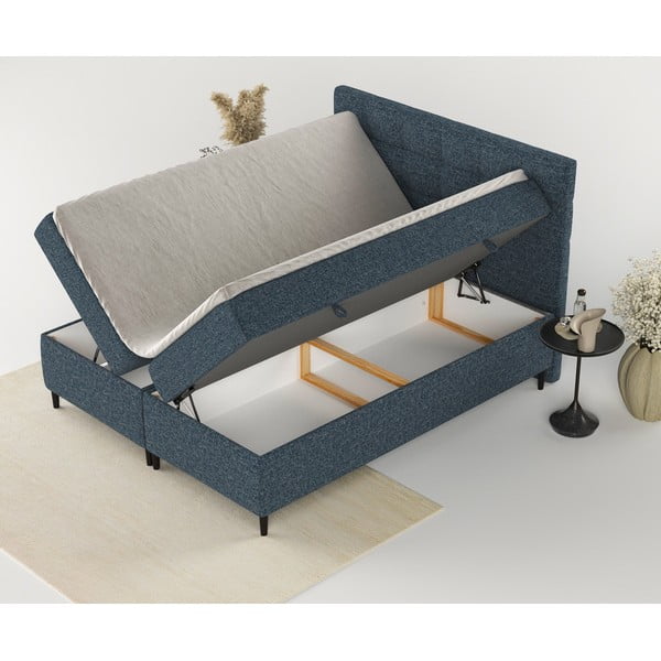 Tmavomodrá boxspring posteľ s úložným priestorom 180x200 cm Urbaneo – Maison de Rêve-image-2