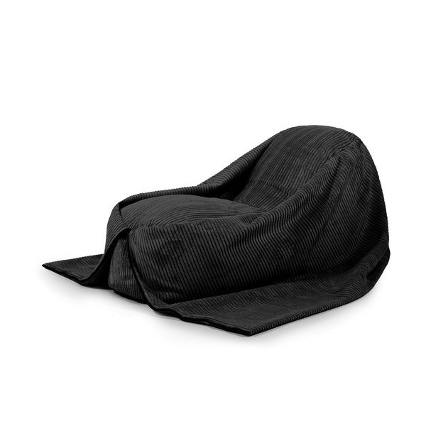 Čierny menčestrový detský sedací vak Cocoon 120 – SLOWDOWN