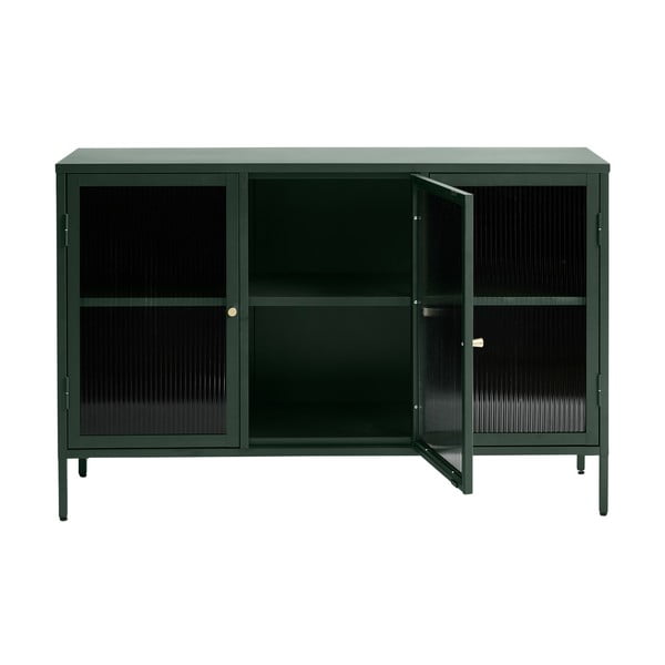 Zelená kovová vitrína Unique Furniture Bronco, výška 85 cm-image-1
