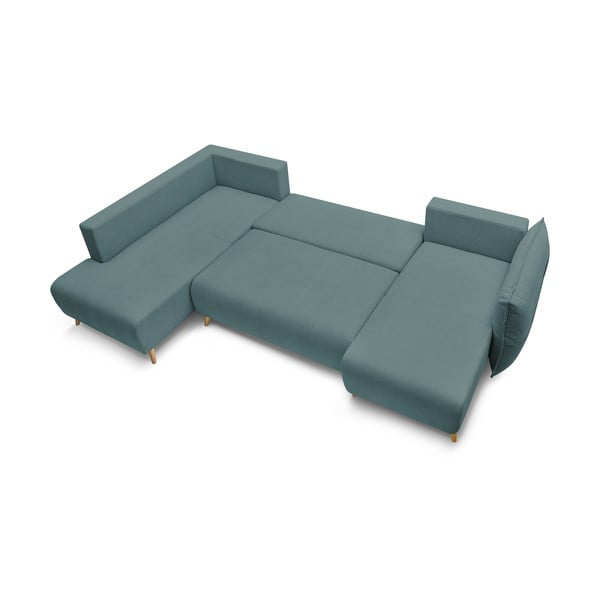 Tyrkysovomodrá rozkladacia rohová pohovka (ľavý roh/do tvaru "U") Nessa – Bobochic Paris-image-4