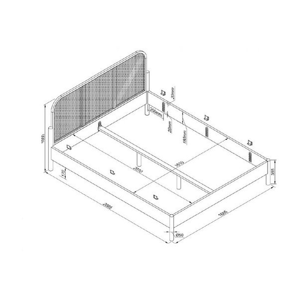 Dvojlôžková posteľ z dubového dreva bez roštu 160x200 cm v prírodnej farbe Olive Rotan – Vipack-image-3