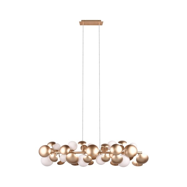 Závesné svietidlo so skleneným tienidlom v zlato-bielej farbe Bubble – Trio Select