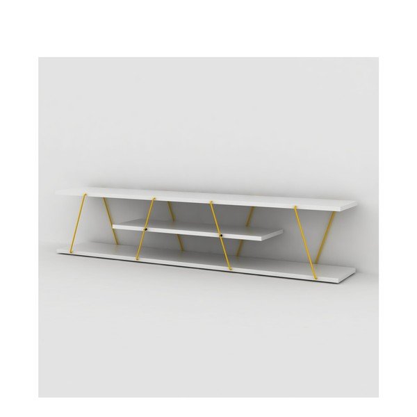 Biely TV stolík so žltým detailom Rafevi Tars-image-4