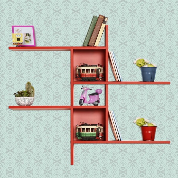 Červená poschodová polica 100 cm Cross – Kalune Design-image-1