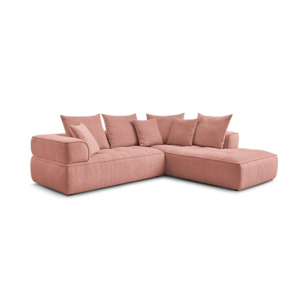Ružová ženilková rohová pohovka (pravý roh/do L) Whesley – Bobochic Paris-image-3
