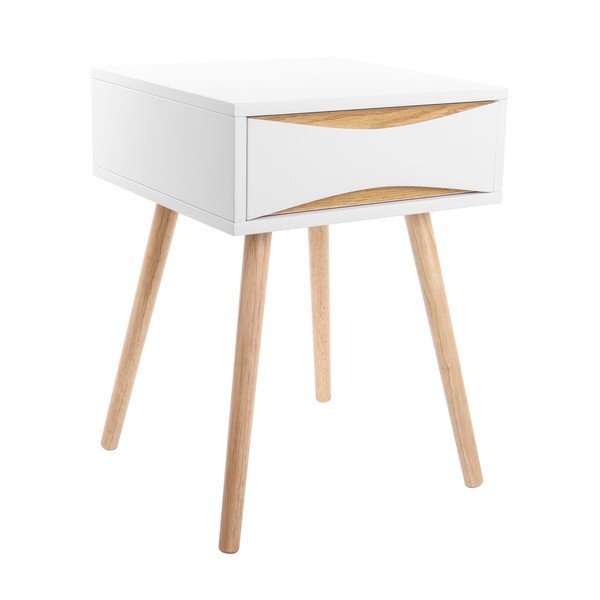 Biely nočný stolík Leitmotiv Cabinet Buoyant