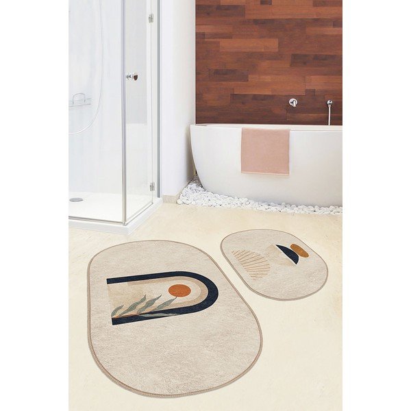 Béžové kúpeľňové predložky v súprave 2 ks 60x100 cm – Mila Home-image-1