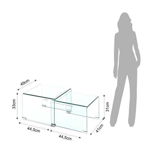 Sklenené konferenčné stolíky v súprave 2 ks 44.5x49 cm Cristal – Tomasucci-image-4