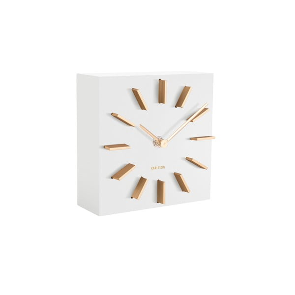 Biele stolové hodiny Karlsson Discreet, 15 x 15 cm