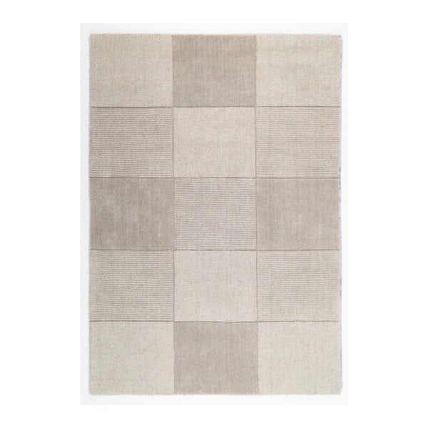 Béžový vlnený koberec Flair Rugs Squares, 110 x 160 cm