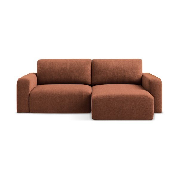 Ženilková rozkladacia/s úložným priestorom rohová pohovka v terakotovej farbe (pravý roh/s leňoškou) Kona – Makamii