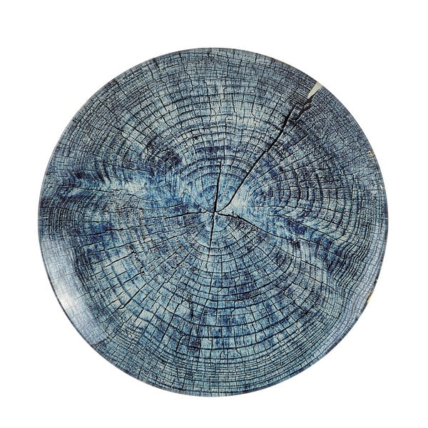 Modrý sklenený dekoračný tanier s textúrou dreva Villa Collection, ∅ 24,5 cm