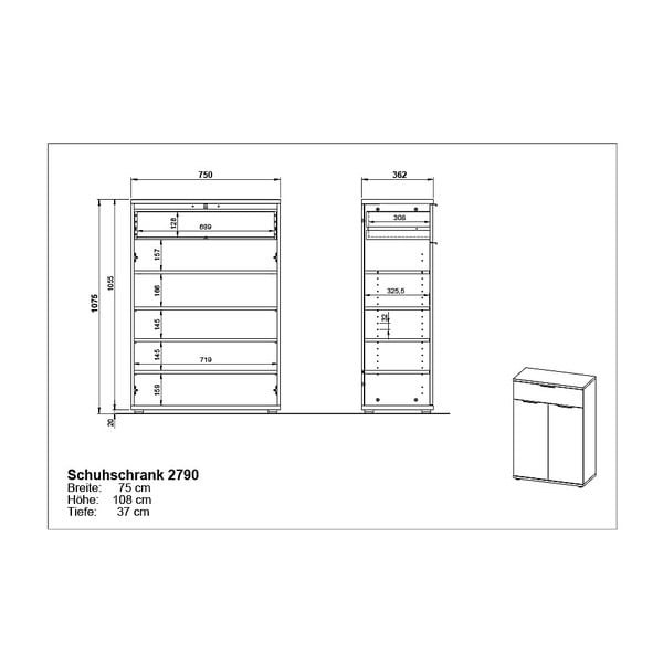 Skrinka na topánky v dekore duba so zásuvkami Fremont - Germania-image-4