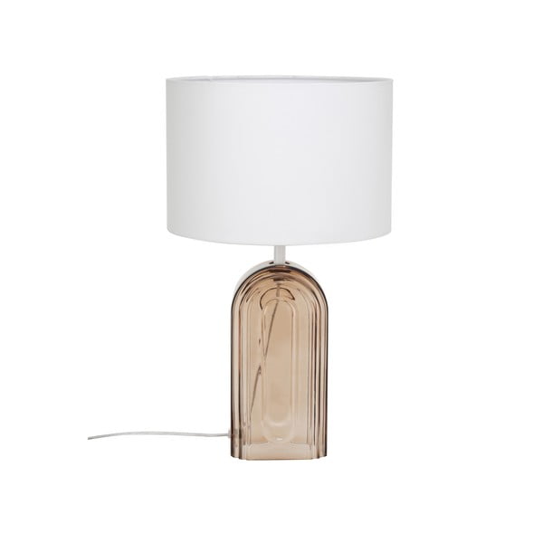 Béžovo-biela sklenená stolová lampa Westwing Collection Bela, výška 50 cm