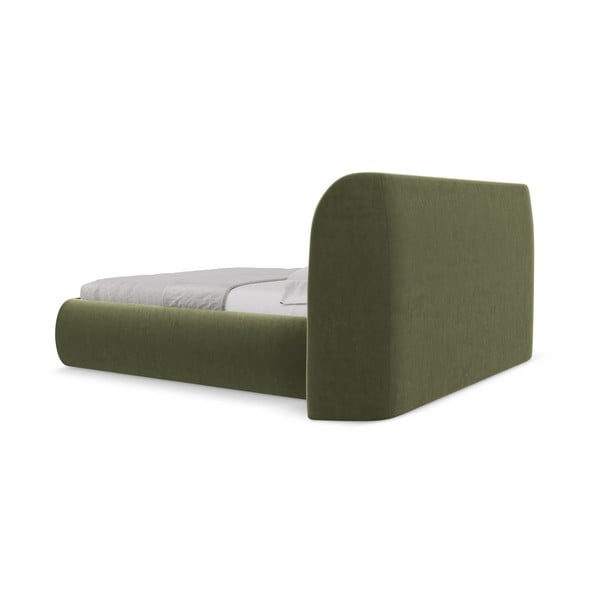 Zelená čalúnená dvojlôžková posteľ s úložným priestorom s roštom 140x200 cm Hauke – Makamii-image-4
