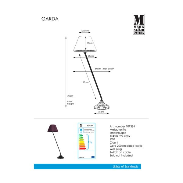 Čierno-fialová stolová lampa Markslöjd Garda-image-2