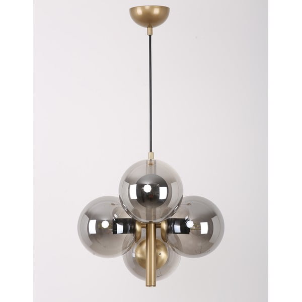 Sivé/v zlatej farbe závesné svietidlo so skleneným tienidlom ø 15 cm Forte – Squid Lighting-image-3