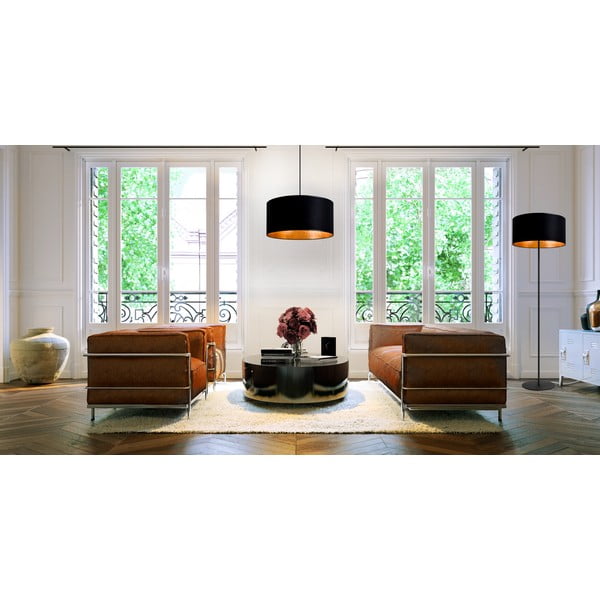 Čierne závesné svietidlo s vnútrom v zlatej farbe Sotto Luce Mika, ∅ 50 cm-image-1