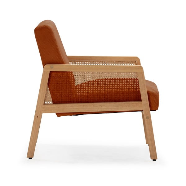 Menčestrové kreslo s výpletom v tehlovej farbe Debra – Marckeric-image-3