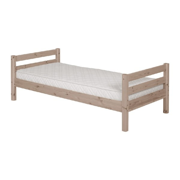 Hnedá detská posteľ z borovicového dreva s bočnou lištou Flexa Classic, 90 × 200 cm