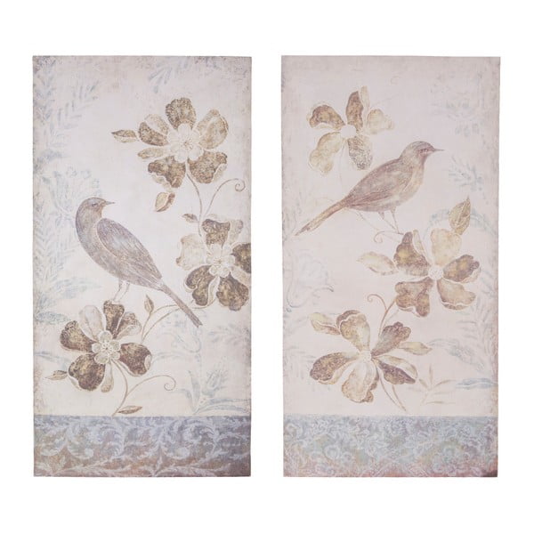 Súprava 2 dekoratívnych tabuliek Antic Line Birdy