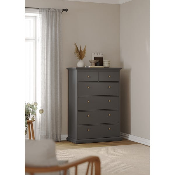 Sivá vysoká komoda 96x140 cm Paris – Tvilum-image-1