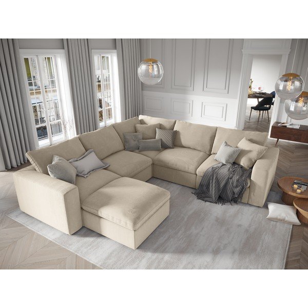 Béžová obojstranná rohová časť modulárnej menčestrovej pohovky Windsor & Co Sofas Galaxy-image-4