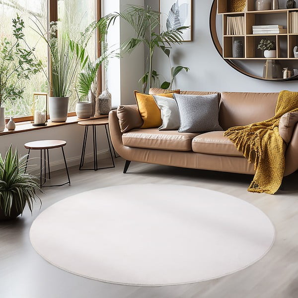 Krémový prateľný okrúhly koberec ø 160 cm Sky – Ayyildiz Carpets-image-1