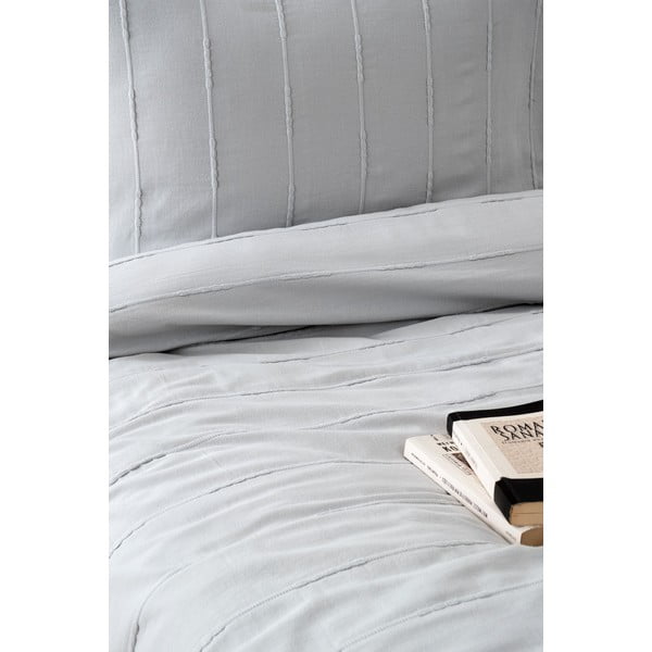 Sivá bavlnená súprava plédu a obliečok na vankúš 210x220 cm Sedef – Mijolnir-image-3