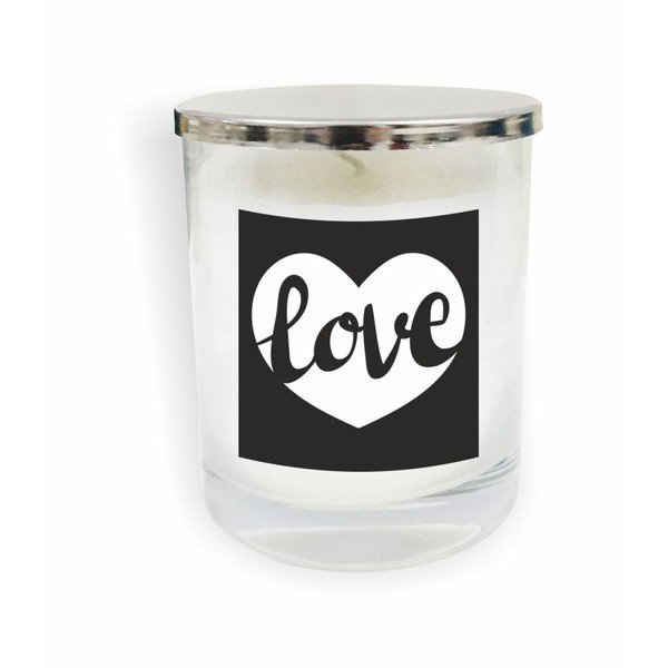 Biela sviečka North Carolina Scandinavian Home Decors Motto Glass Candle V8