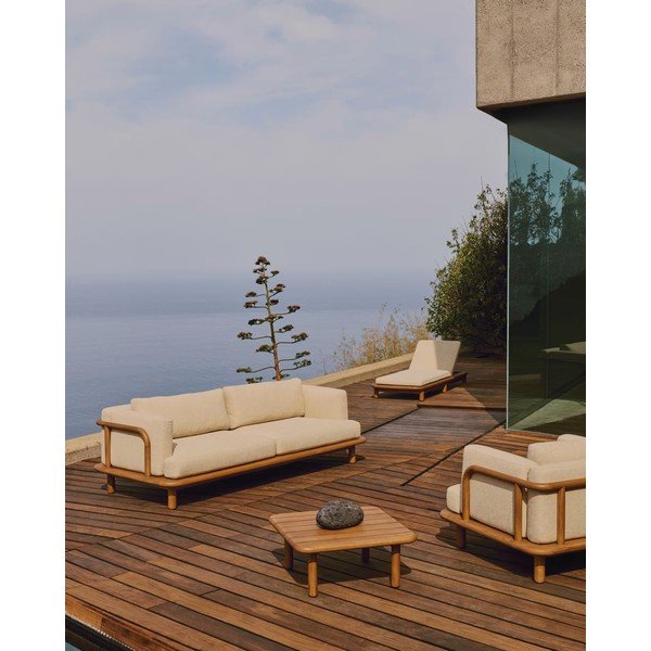 Záhradná pohovka z tíkového dreva v béžovo-prírodnej farbe Turqueta – Kave Home-image-4