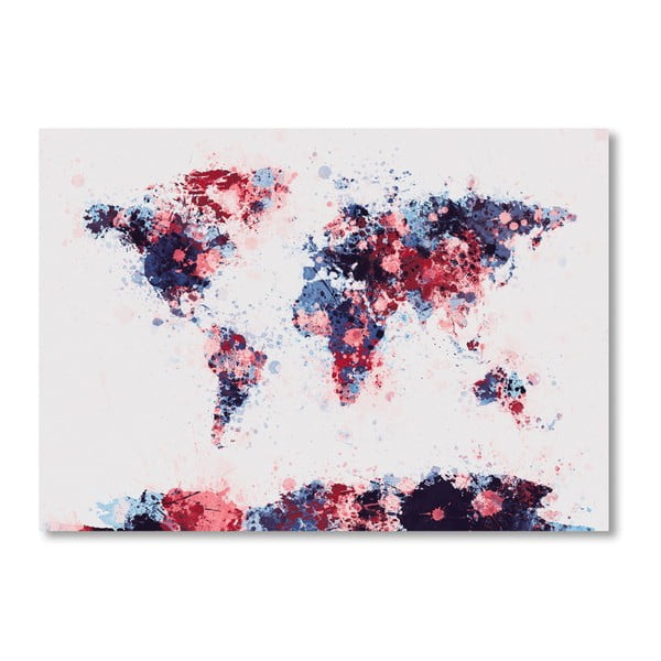 Plagát s fialovo-ružovou mapou sveta Americanflat Splash, 60  ×   42 cm