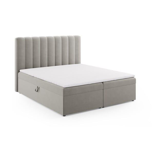Sivá boxspring posteľ s úložným priestorom 180x200 cm Gina – Milo Casa