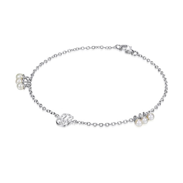Strieborný náramok s perlami a príveskom Chakra Pearls, 19 cm