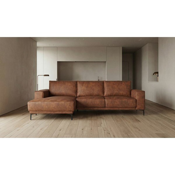 Koňakovohnedá rohová pohovka z imitácie kože (ľavý roh) Copenhagen – Scandic-image-4