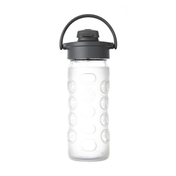 Sklenená fľaša na vodu so silikónovým chráničom Lifefactory Flip Transparent, 350 ml