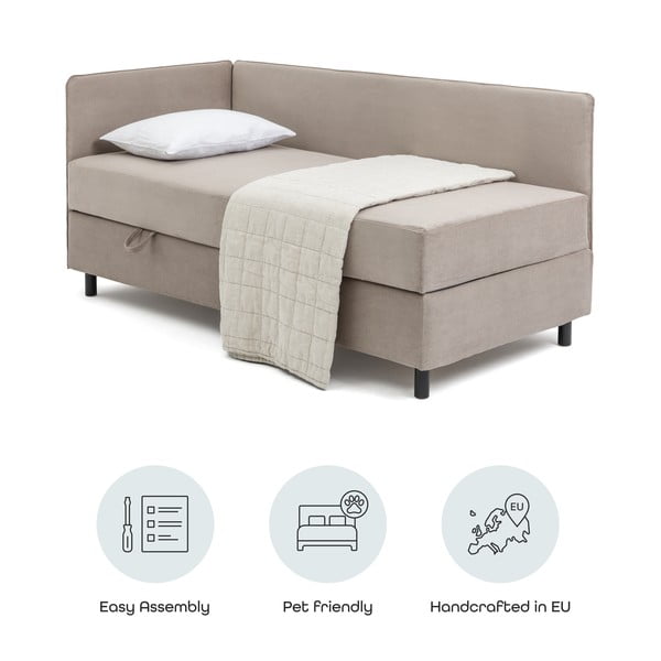 Čalúnená jednolôžková posteľ taupe s úložným priestorom s matracom 90x200 cm Avela – Bonami Selection-image-4