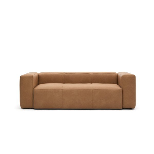 Hnedá kožená pohovka 240 cm Blok – Kave Home