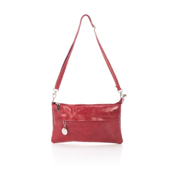 Červená kožená listová kabelka Lisa Minardi Halda