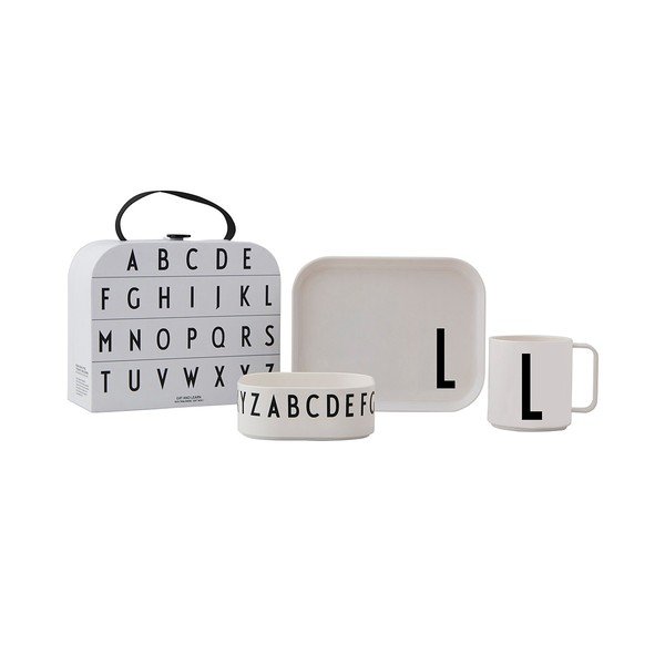3-dielna detská jedálenská súprava s kufríkom Design Letters Classics L