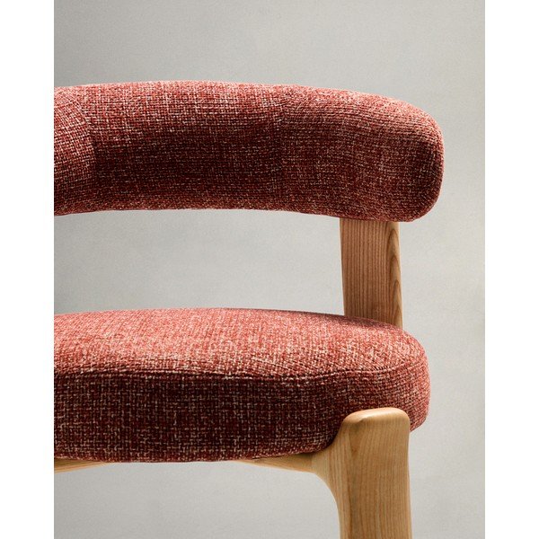 Barová stolička z jaseňového dreva v terakotovej farbe/v svetlo prírodnej farbe (výška sedadla 75 cm) Granite – Kave Home-image-2