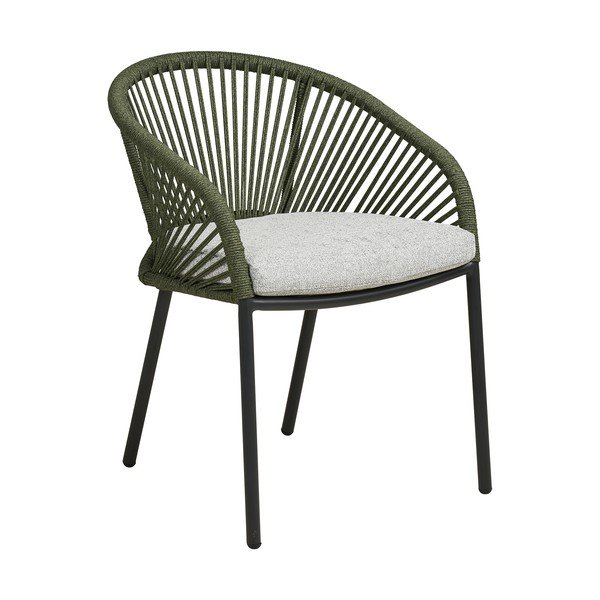 Zelená kovová/polstrovaná záhradná stolička Novella – House Nordic