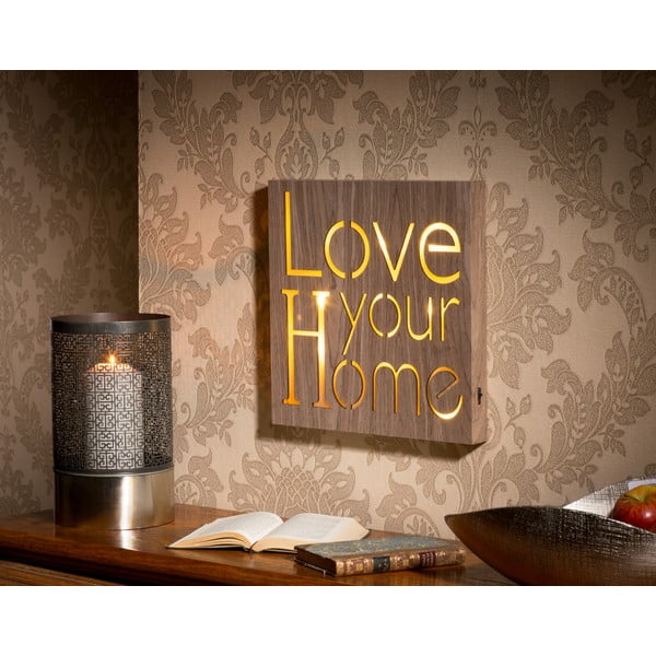 Obraz so svietiacim nápisom Love Your Home, 30x30 cm