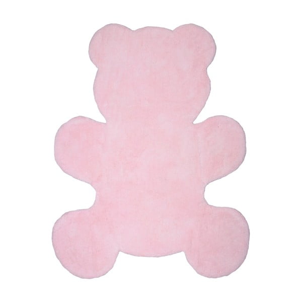 Detský ružový ručne vyrobený koberec Nattiot Little Teddy, 80 × 100 cm