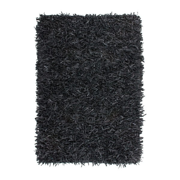 Čierny kožený koberec Rodeo, 80x150cm